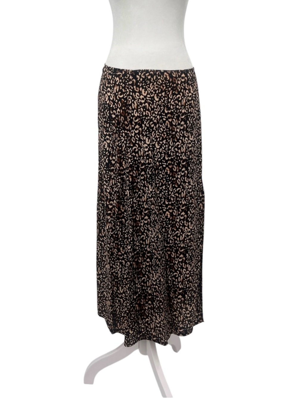 Lusana Leopard Midi Skirt side slit S